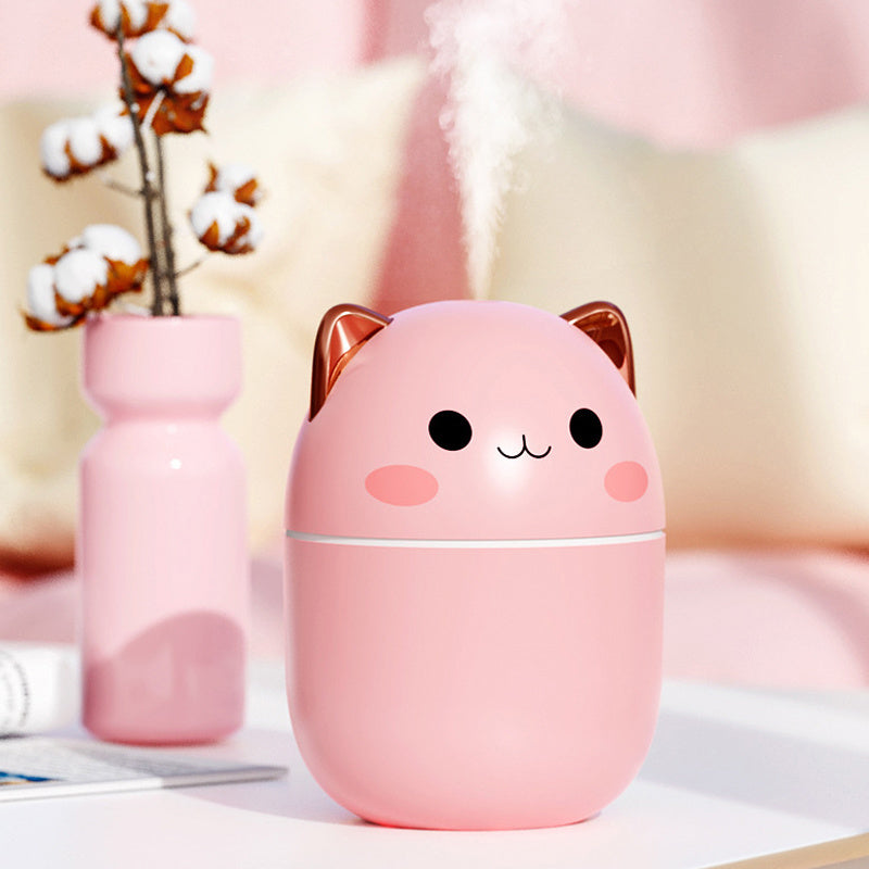 Cute Cat Air Humidifier – Portable Silent Mist Maker for Home & Office